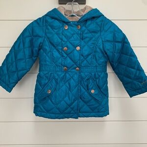 London Fog Quilted Light Weight Hooded Little Girls Coat Size 4T